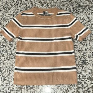 H&am Divided, women’s small stretch top, black, tan, white